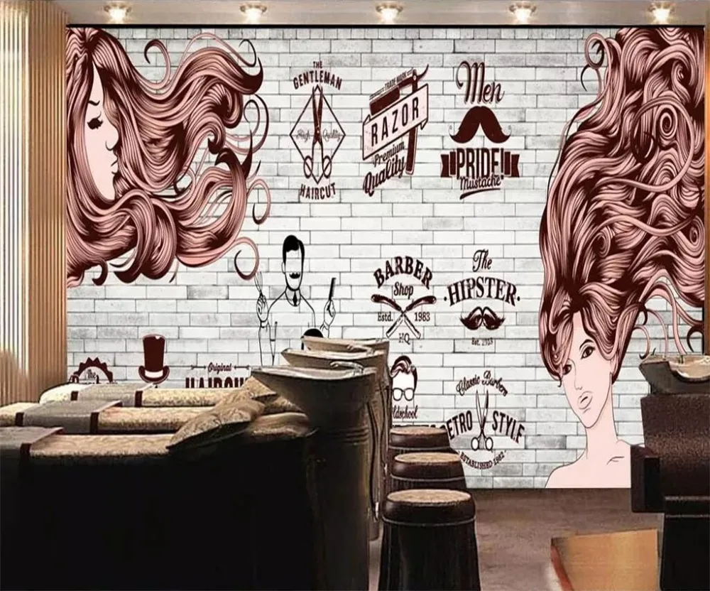 

beibehang Custom wallpaper 3d photo mural European hair trend barber shop theme tooling wall papers home decor papel de parede