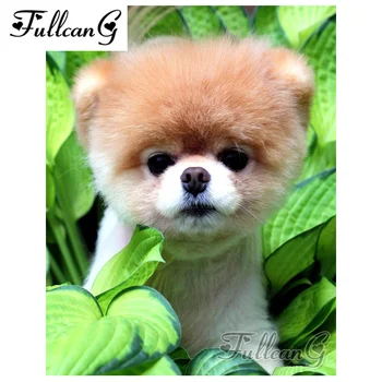 

FULLCANG diy 5d mosaic full embroidery "puppies pomeranian dog" rhinestone painting diamond cross stitch full square drill G1244