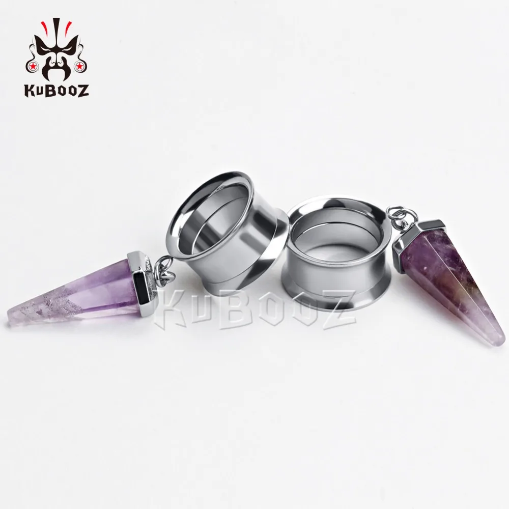 Новое поступление Фиолетовый Камень Болтаются беруши ювелирные изделия для тела винт для пирсинга сзади двойные расклешенные тоннели для уха хорошие серебряные пары