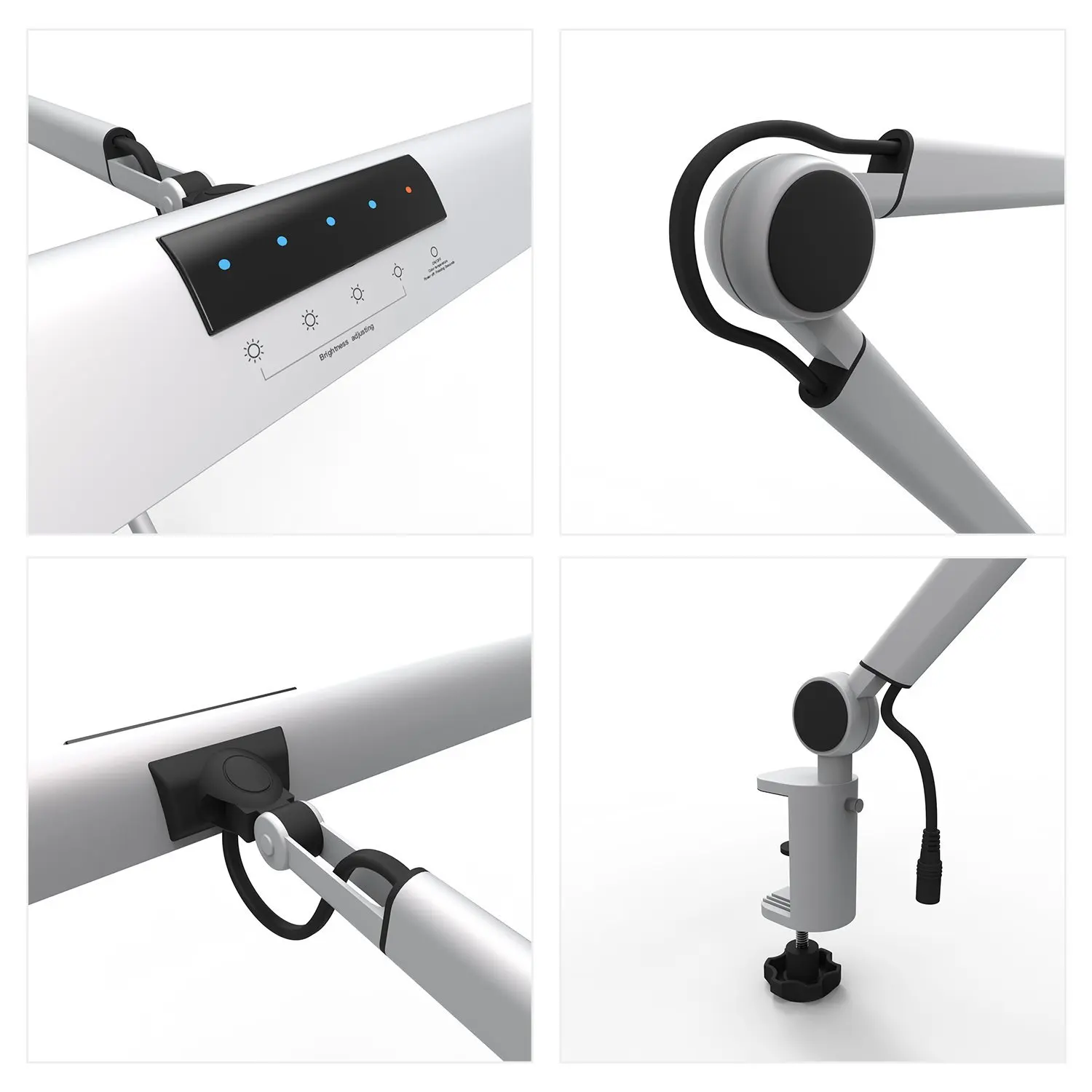  A509 LED Swing Arm Architect Desk Lamp Clamp Touch Table Lamp for Reading Working Silver 2 Lighting