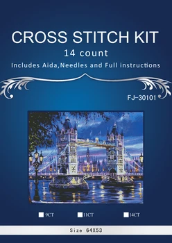 

Top Quality Lovely Hot Sell Counted Cross Stitch Kit Old World Holiday Ornaments Similar DMC fj-30101 France bridge