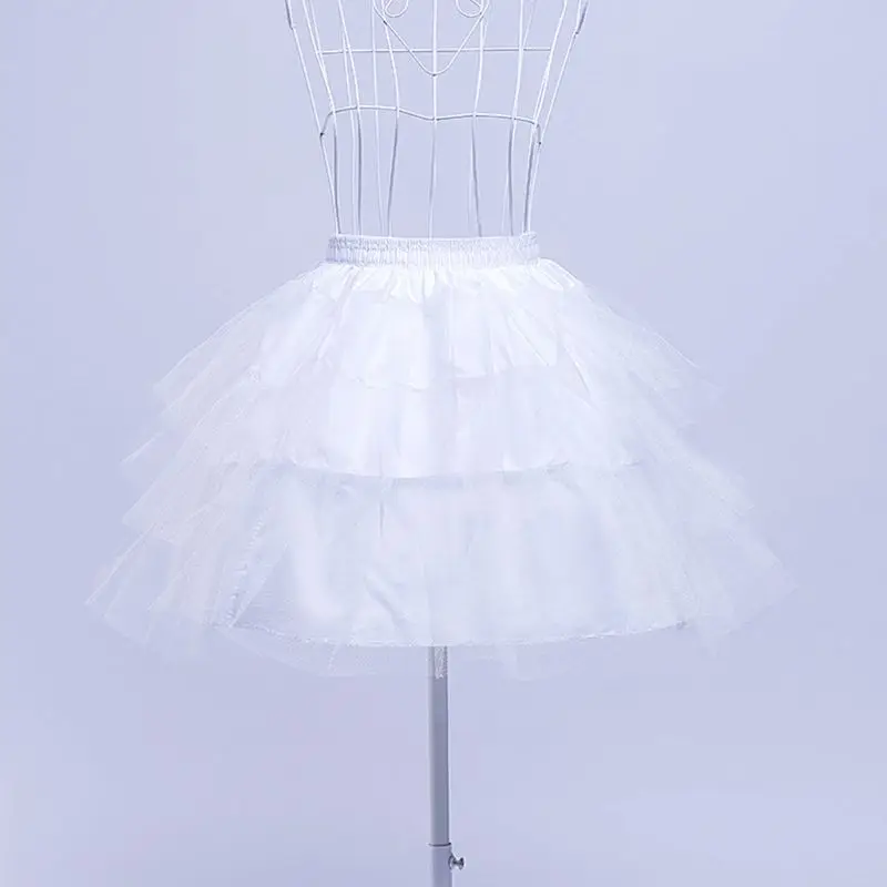 Женская свадебная многослойная белая сетчатая короткая юбка-пачка в стиле Лолиты со стальным кольцом, милая Свадебная юбка принцессы