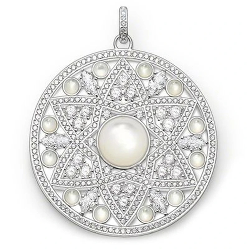 TS 925 Sterling Zilver Zirconia-pave Kat Eye Opaal Holle Schijf Ornament Fit Kettingen, Thomas Stijl Sieraden voor Vrouwen