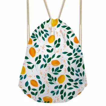 

ThiKin Floral Print Woman Shoulder bag Unisex Drawstring Polyester bag Travel Backpack Pocket Student Lightweight Schoolbag