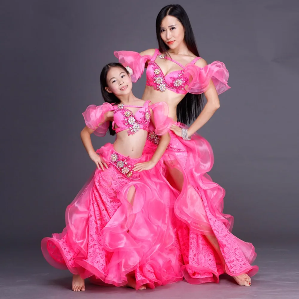 

New Arrival Woman Belly Dance Costumes Rose red Blue Green Showing Fashion Female Indian Skirt Suit Lady Stage Clothes Q3051