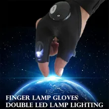 Открытый палец светодиодный ходовые перчатки рыбалка Волшебный ремень Ночная езда перчатки светодиодный фонарик Кемпинг Пеший Туризм огни многоцелевой