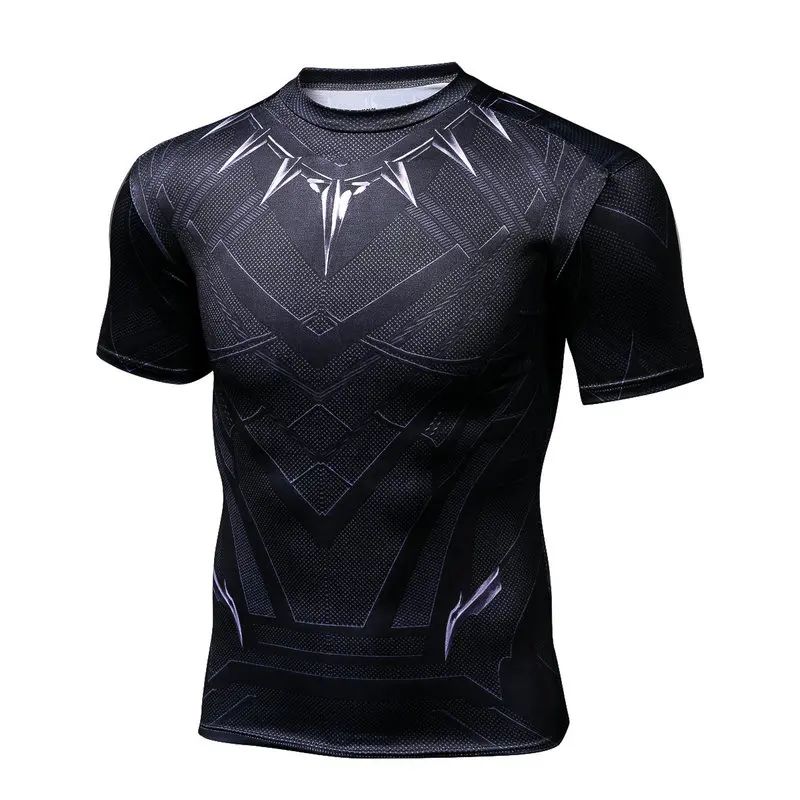 

Black Panther 3D Printed T-shirts Captain America Civil War Tee Short Sleeve Men Fitness Compression Tops