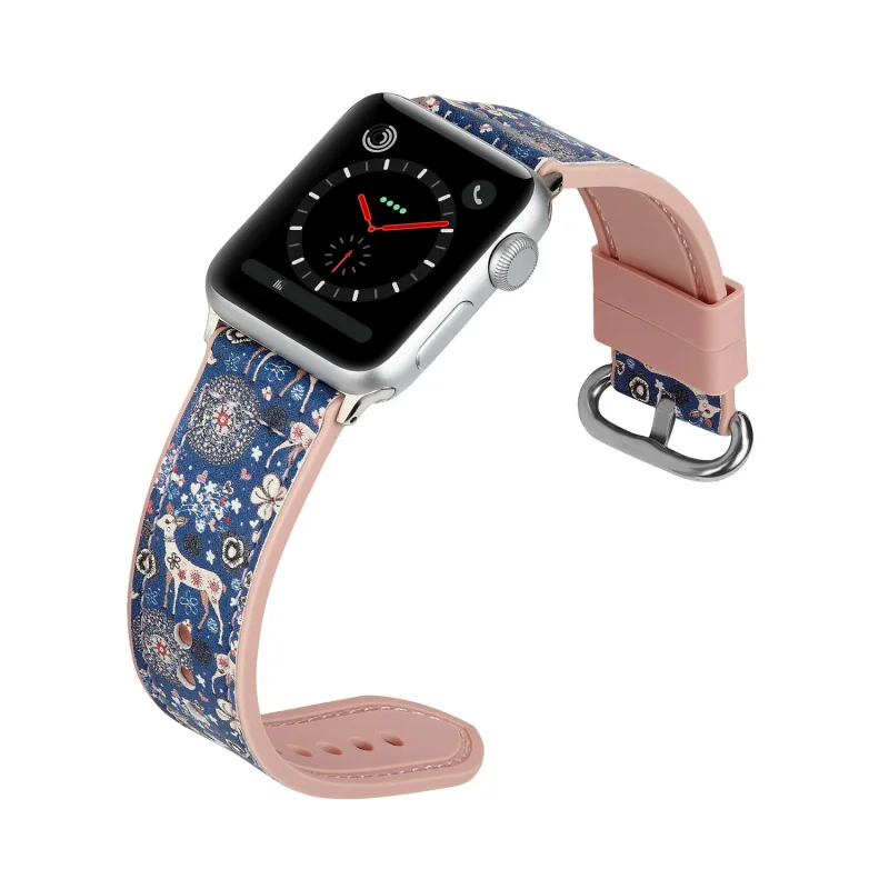 Силиконовый кожаный ремешок с цветами кактуса для часов Apple Watch 42 мм 38 мм ремешок для iWatch 4 5 40 мм 44 мм спортивная серия 1 2 3 ремешок - Цвет: Style 16