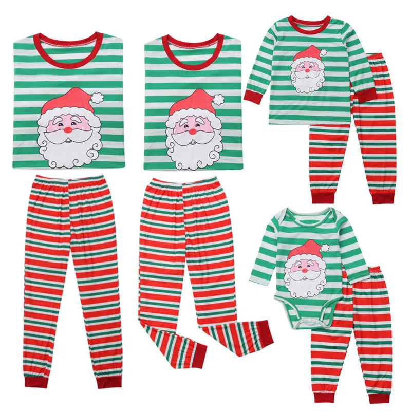 

Xmas Striped Family Matching Outfits Set Christmas Family Pajamas Set Adult Kid Sleepwear Nightwear Pjs Photgraphy Prop Clothing