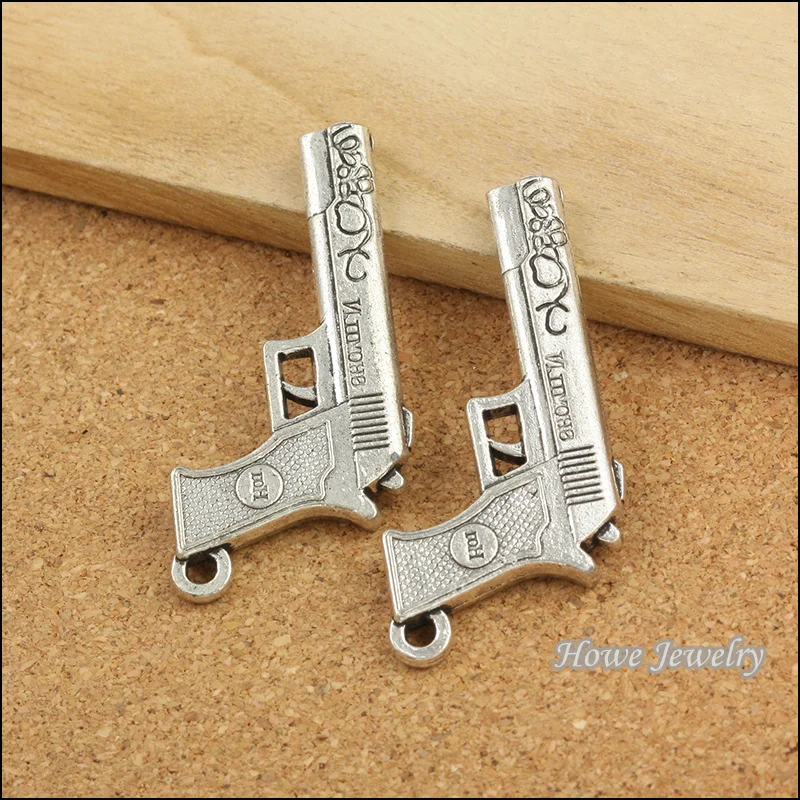 10pcs silver tone plated weapon gun pendant fit for necklaces