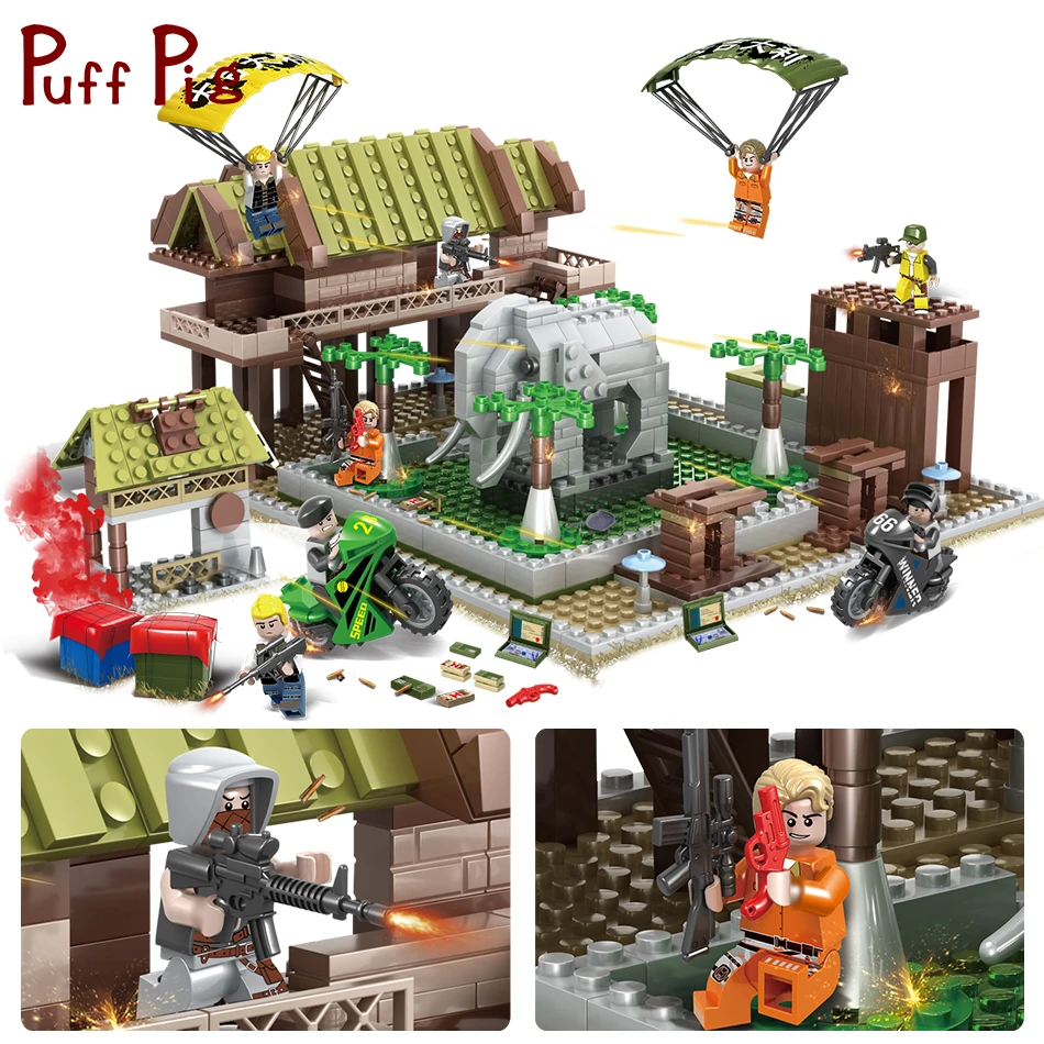 

781PCS Military Battlegrounds Paradise Resort Army Figures Weapon Building Blocks Compatible Legoingly City SWAT Police Kid Toys