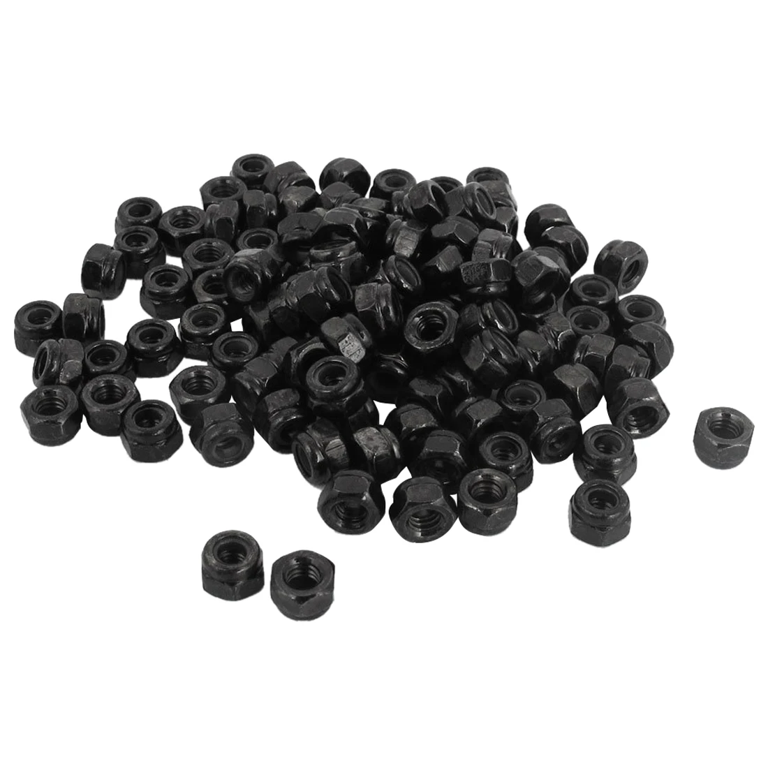 MroMax M10 X 1.5mm Black Zinc Plated Nylon Insert Lock Nuts - High Strength Carbon Steel, Pack Of 50