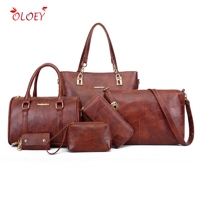 

6-piece practical ladies handbag set high quality PU leather Messenger bag ladies bag ladies wallet ladies handbag Bolsa high qu