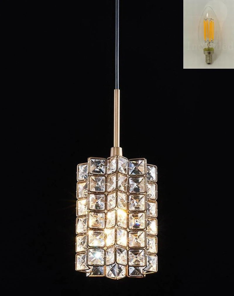 Crystal Chandelier Lighting Fixture Cylindrical Ceiling Lamp Pendant