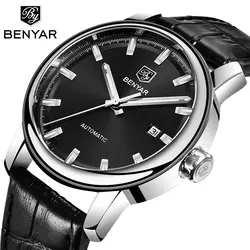 BENYAR 2019 новые мужские s часы Топ люксовый бренд повседневные Черные Водонепроницаемые механические наручные часы спортивные часы с кожаным