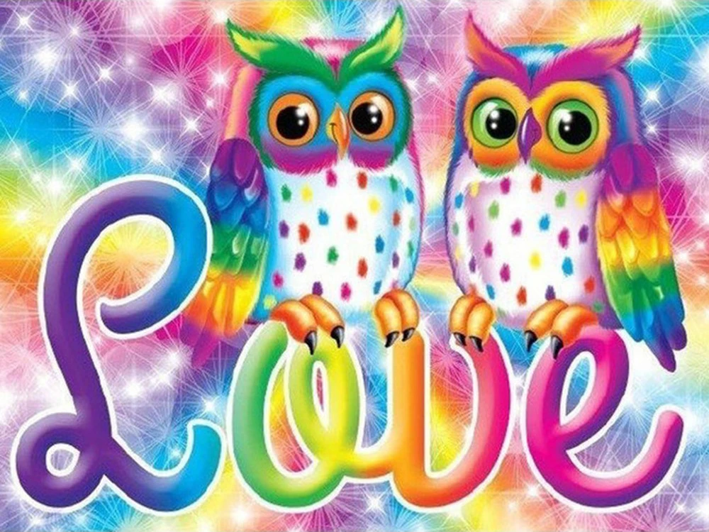 HUACAN-5D-DIY-Diamond-Painting-Owl-Colorful-Cross-Stitch-Full-Drill-Round-n-Love