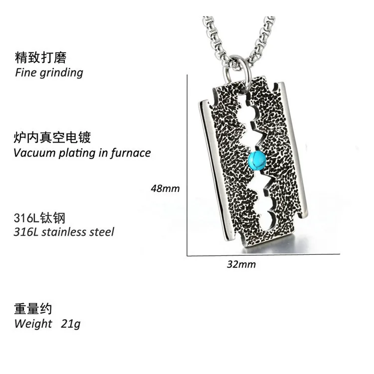 Этническая нержавеющая сталь Retangular подвески для мужчин Уникальный серебряный цвет 60 см ожерелье с удлиненной цепью мужской ювелирные изделия