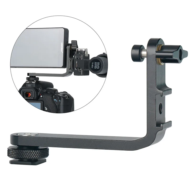  Mic Stand L Bracket Camera Handle Grip for Monitor Gimbal LED Video Light Microphone Mount with 2 C