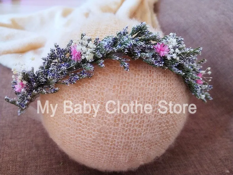 dried flower baby girl flower headband newborn photography  props accessory  lovely cute pure handmade  headwear