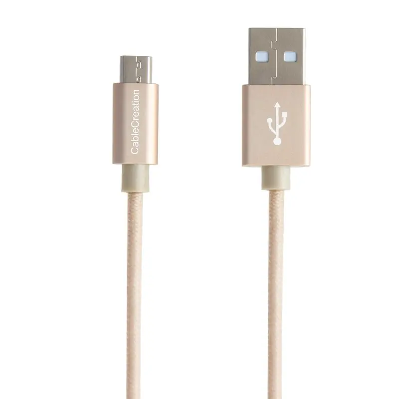 المصغّر usb كابل يو إس بي 2.0 إلى مايكرو-كابل يو اس بي عالية السرعة وذكر ل مايكرو B الثلاثي كابل محمي 1.8 متر/ الذهب القطن و الألومنيوم