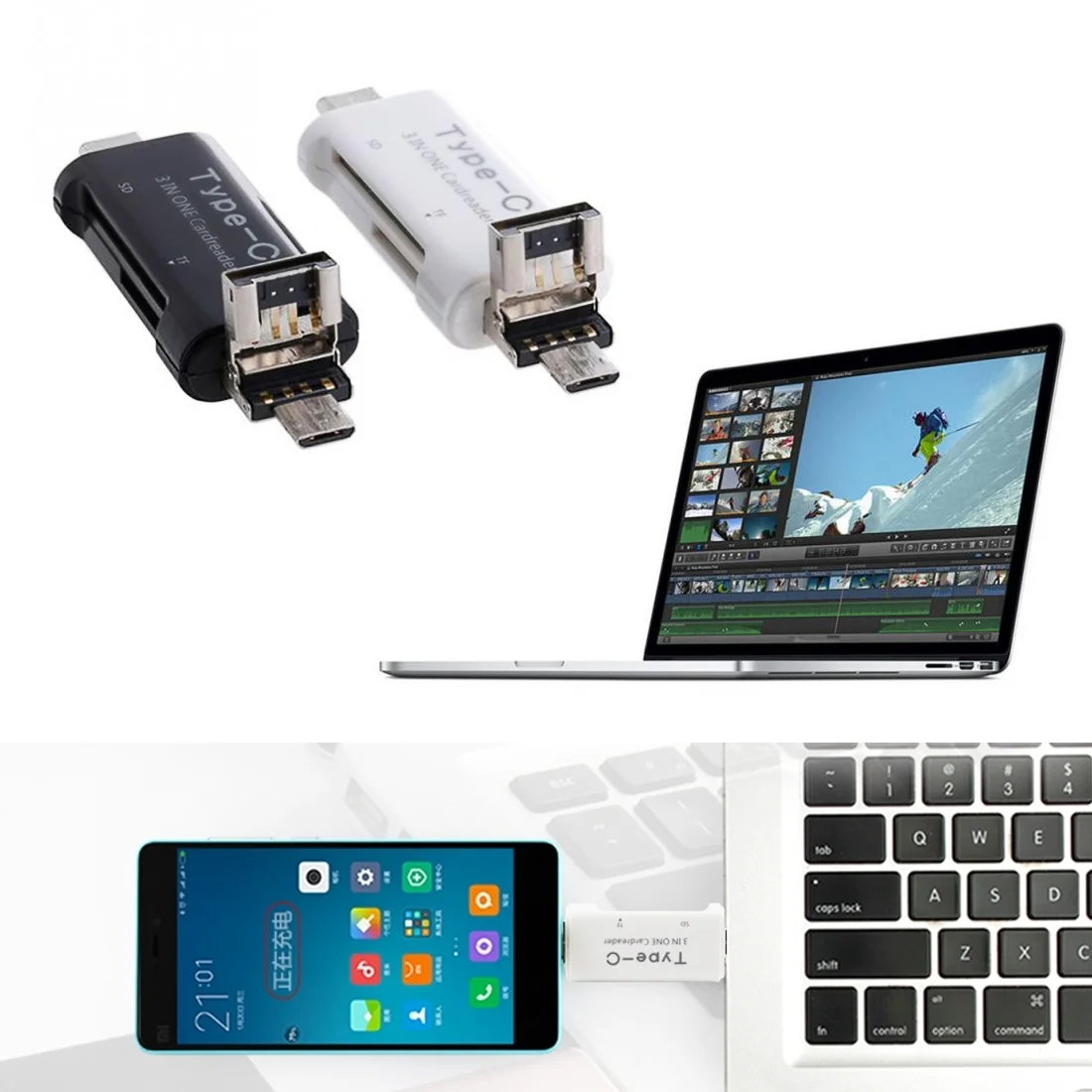 Универсальный 3 в 1 Usb 3,1 кардридер высокая скорость SD TF Micro SD кардридер Тип C USB C Micro USB память OTG кардридер