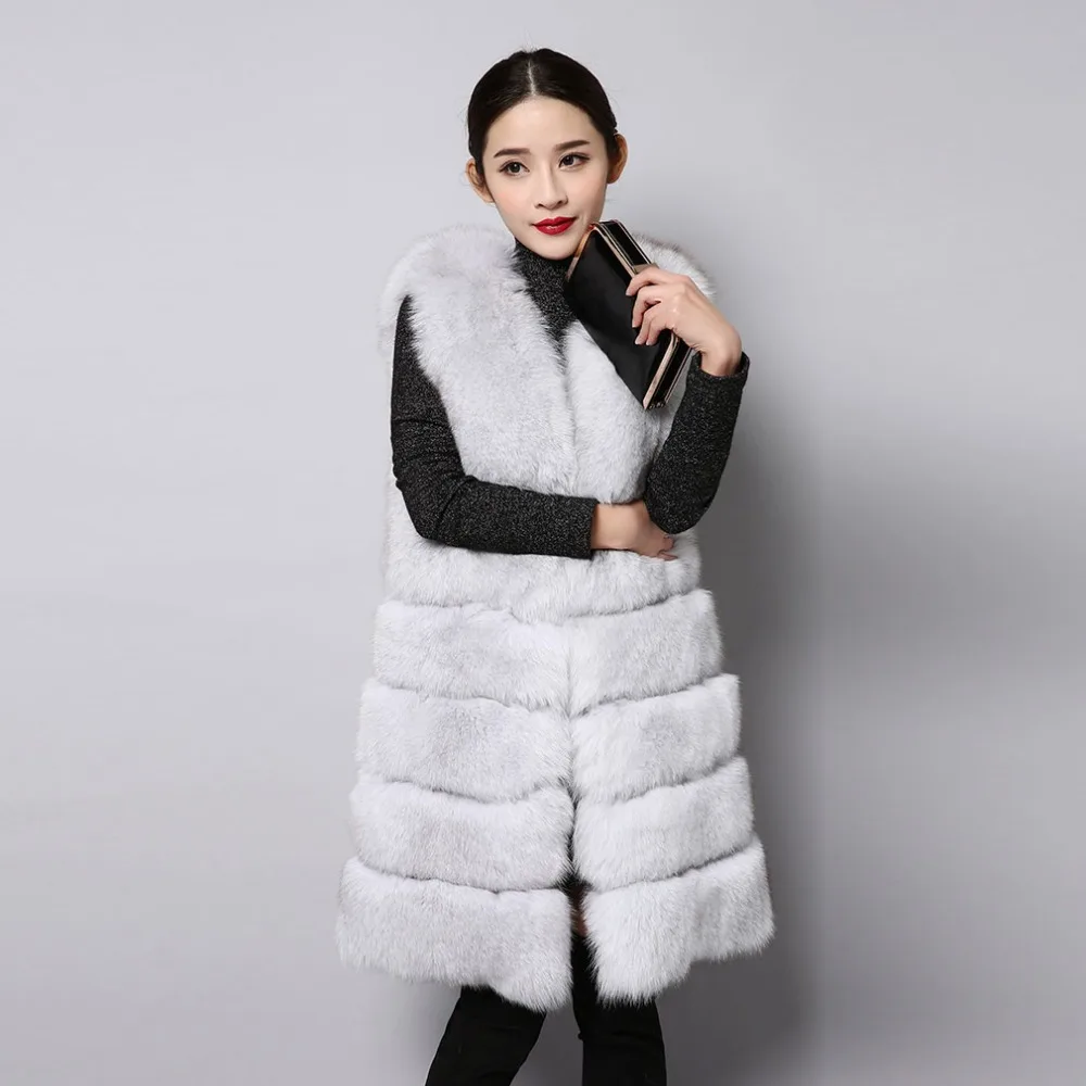 

Fur Story 152129 Luxury Fashion Design Women's Triple Wear Fox Natural Fur Vest Furry Striped Real Fur Jacket Outwear