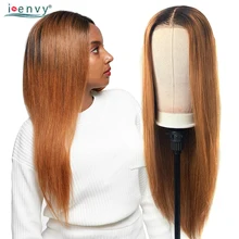 Ienvy имбирь блонд кружевной передний парик с Омбре бразильский прямой парик для черных женщин Цветные#30 человеческие волосы парики не Реми
