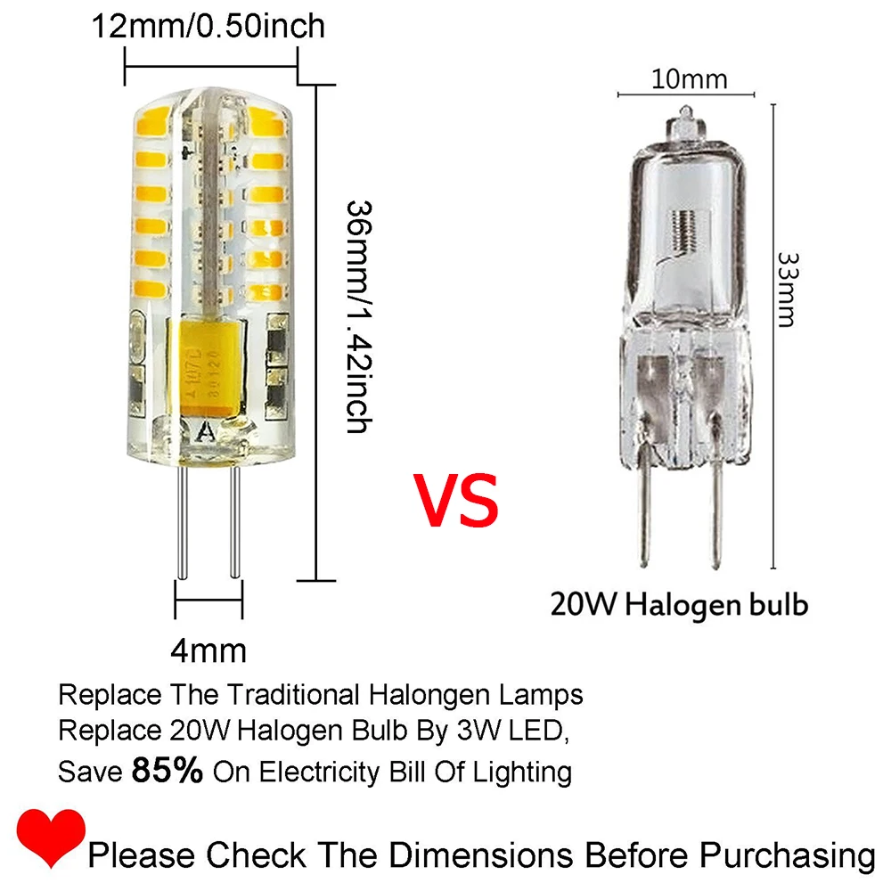 4X 6X 10X G4 Base 48 LED Light Bulb Lamp 3W ACDC12V AC110V Mini LED Lamp Bulbs G4 Base For 20W Halogen Light