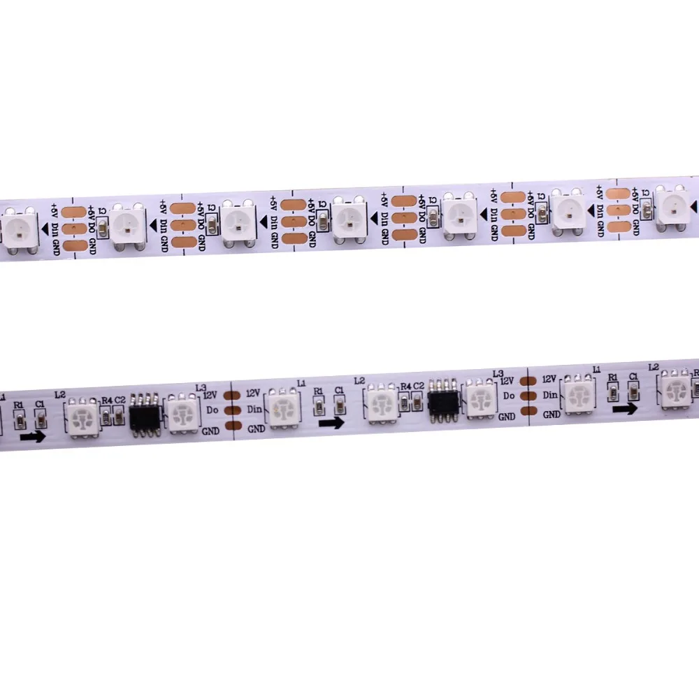 1/2/3/4/5 м DC5V 12 В WS2812B WS2811 RGB Светодиодная лента 30/60/144 светодиодов/м индивидуально