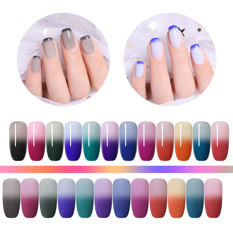 

NICOLE DIARY 10g Dipping Nail Powder Thermal Color Changing Gray Purple Colors Natural Dry Nail Art Design Decoration
