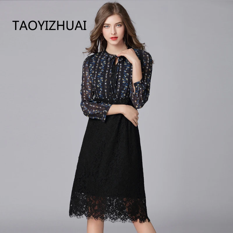 Женское шифоновое платье TAOYIZHUAI Черное Шифоновое Платье на бретелях с круглым