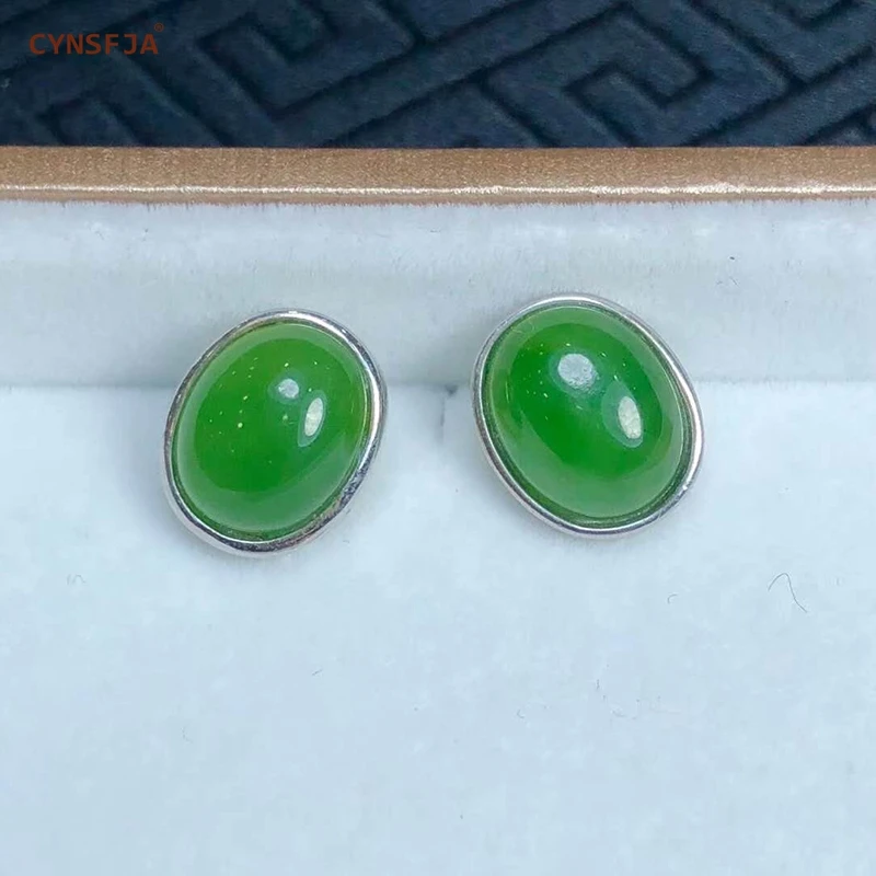 Сертифицированный натуральный Хотан Jade Jasper инкрустированные 925 пробы серебро ручной работы Lucky Jade серьги зеленый высокое качество подарки на день рождения
