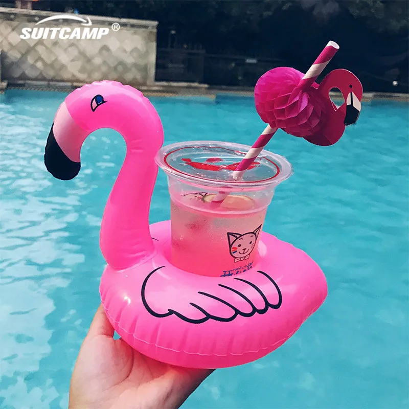 

5 Pcs Pool Toys Air Mattresses for Cup Inflatable Flamingo Drinks Cup Holder Pool Floats Bar Coasters Floatation Devices