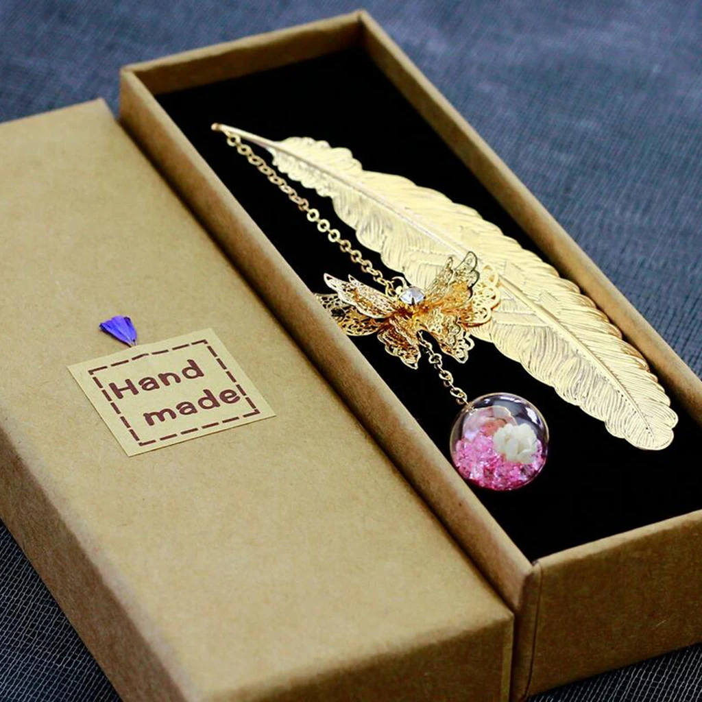 

Retro Feather and Butterfly Shape Bookmarks Metal Book Mark Adults Kids for Bookmark Souvenir Jewelry Making Wedding Gift