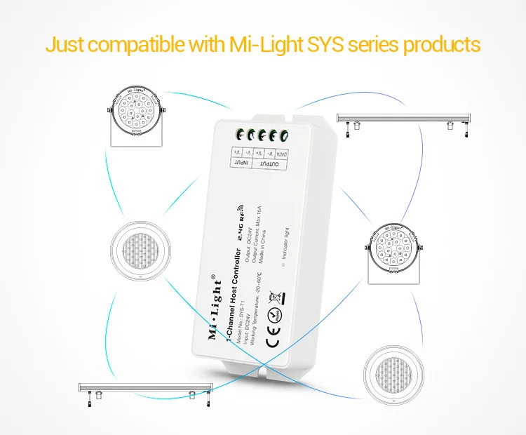 SYS-T1 DC24V 2,4G RF 1-Channel светодиодный Управление; телефона Wi-Fi DMX Alexa Управление работы FUT089 FUT088 B8 B4/T4 B0 Управление;