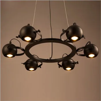 

American Simple LED Spotlight Project Bar Cafe Vintage Magic Ball Wrought Iron Pendant Lamp