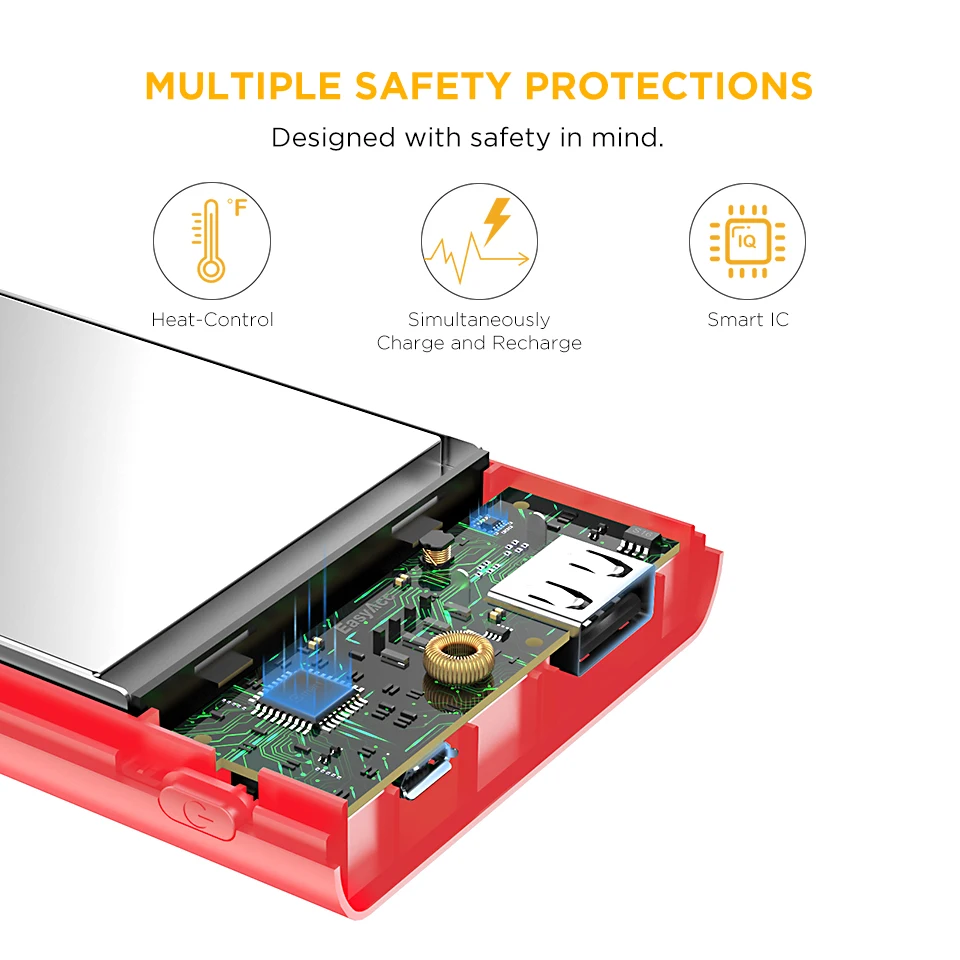 Easyacc 5 V/2A 10000 мА/ч, Мощность внешний аккумулятор ультра тонкий Мощность Bank Micro USB Портативный Bateria внешний Портативный Зарядное устройство для Xiaomi бесплатный подарок