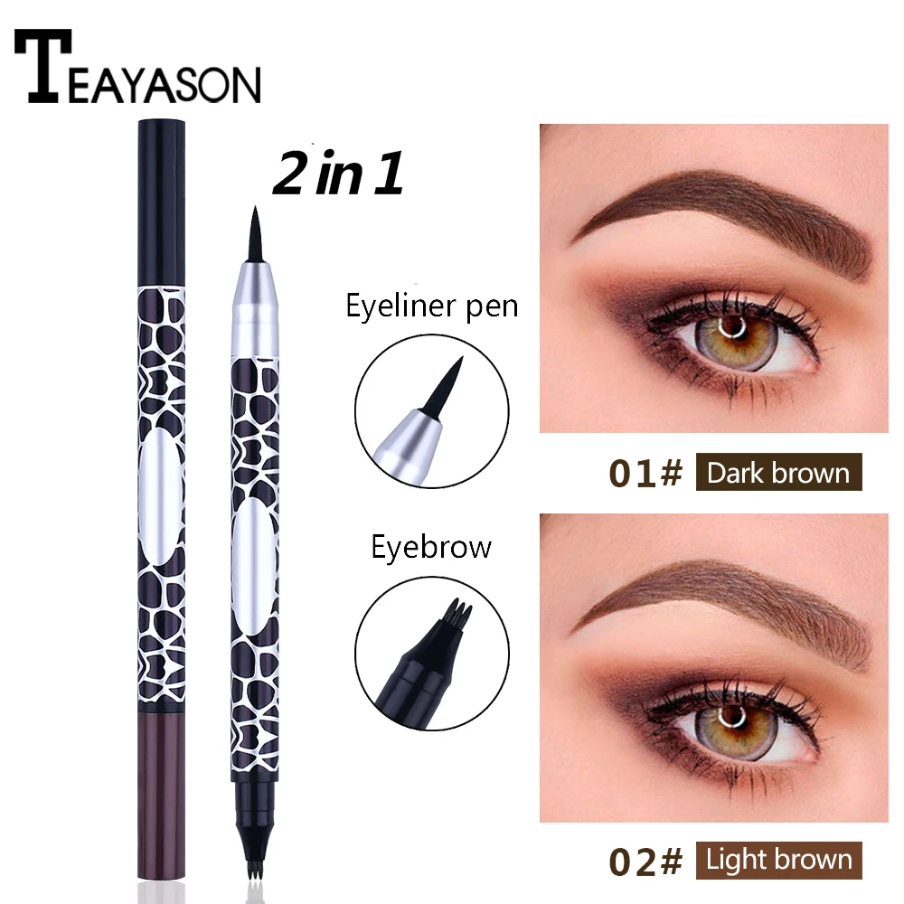 

Brand New 2 in 1 Liquid Eye Liner Tint & Microblanding Tattoo Eyebrow Pencil Long Lasting Eyes Makeup Tools Black Brown Eyebrow