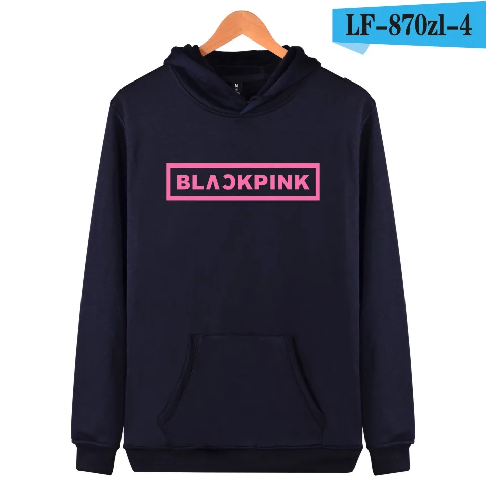 Корейский KPOP девушка группа Blackpink толстовки кофты Женская обувь черного, розового цвета с капюшоном Толстовка Camisas Feminina KPOP одежда с принтом Blackpink - Цвет: Darkblue