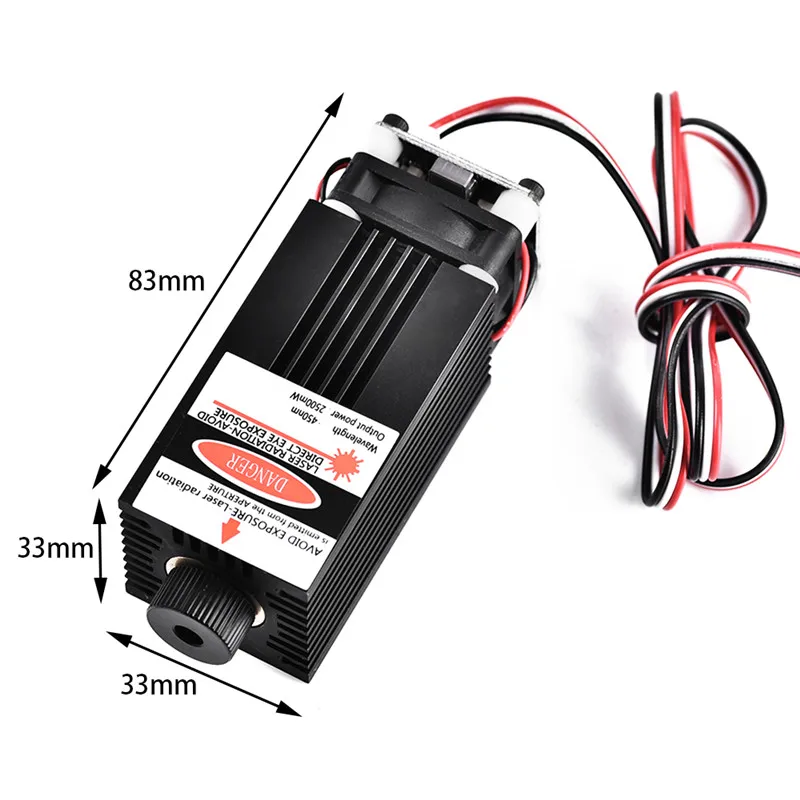 2.5W 450nm TTL PWM Control Blue Laser Module, DC 12V Focal Adjustable Laser Head, 100-240V Laser Head Engraving Module+goggles