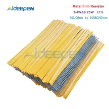 100pcs/Lot 1% Metal Film Resistor 1/4w 0.25w Resistor Assortment Kit Set 0 Ohm-10M Ohm 100pcs 1206 510k 510k ohm 1% smd resistor