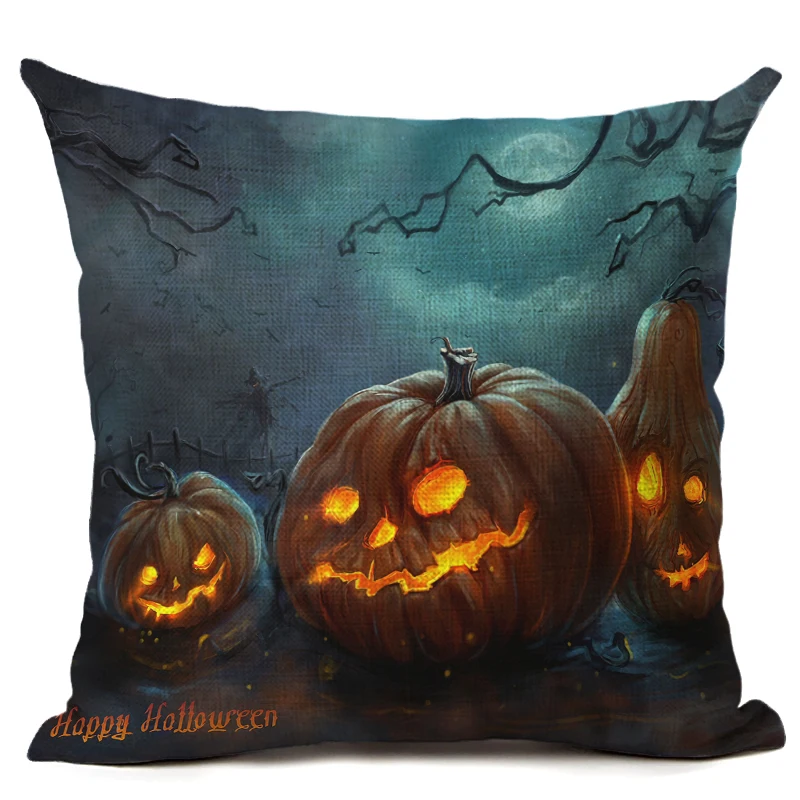 

2018 New Arrive Halloween little pumpkin Throw Pillows Cushion Cover Home Decor Printed Linen Square Pillow covers cojines