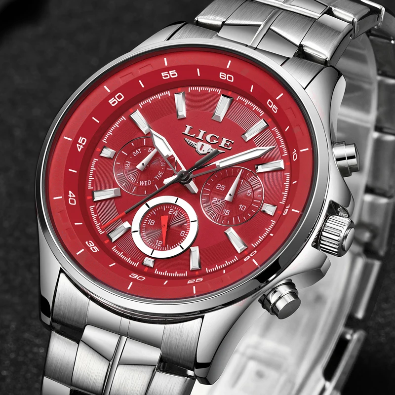 Часы Relojes LIGE мужские модные армейские кварцевые водонепроницаемые|Кварцевые