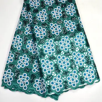 

African hand-cut lace sequins organza lace fabric fashionable french net lace 5 yards embroidered lace fabric with sequins RG016