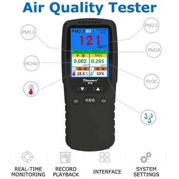 

PM 2.5 Air Detector Gas Analyzer Portable Air Quality Detector Monitor TVOC PM10 Formaldehyde Multi-function Gas Detector