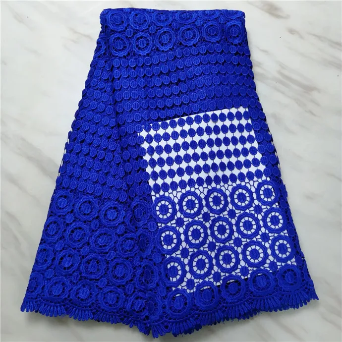 

High Quality African Guipure Cord Lace Fabric Nice Nigerian Milk Silk Lace African Tulle Net Royal blue Lace Fabric For Party(4