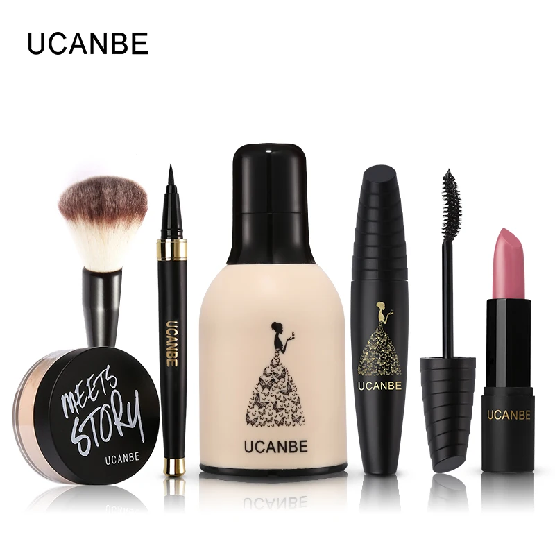 UCANBE Brand 6pcs Makeup Sets Waterproof Liquid Foundation Lipstick