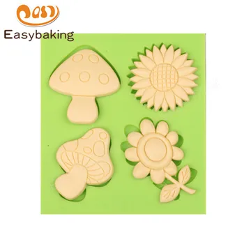 

3D Silicone Mold Mushrooms and Sunflowers Shape Fondant Cake Decoration Mould for Candy Chocolate Resin