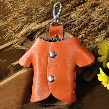 

1 pc Creative Car Housekeeper Solid Color Genuine Leather Clothes Keys Wallet Holder Organizer Key Bag Holding 6 Pcs Keys