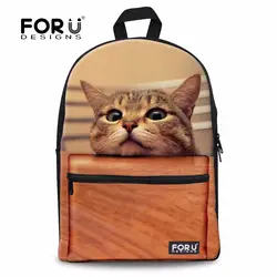 Forudesigns Для женщин 3D животных рюкзак милый кот печати Рюкзаки для подростков Обувь для девочек Колледж для студентов кампус Back Pack